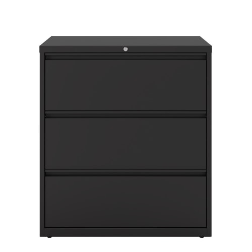 Hirsh 36" Wide 3 Drawer Metal Lateral File Cabinet, Black